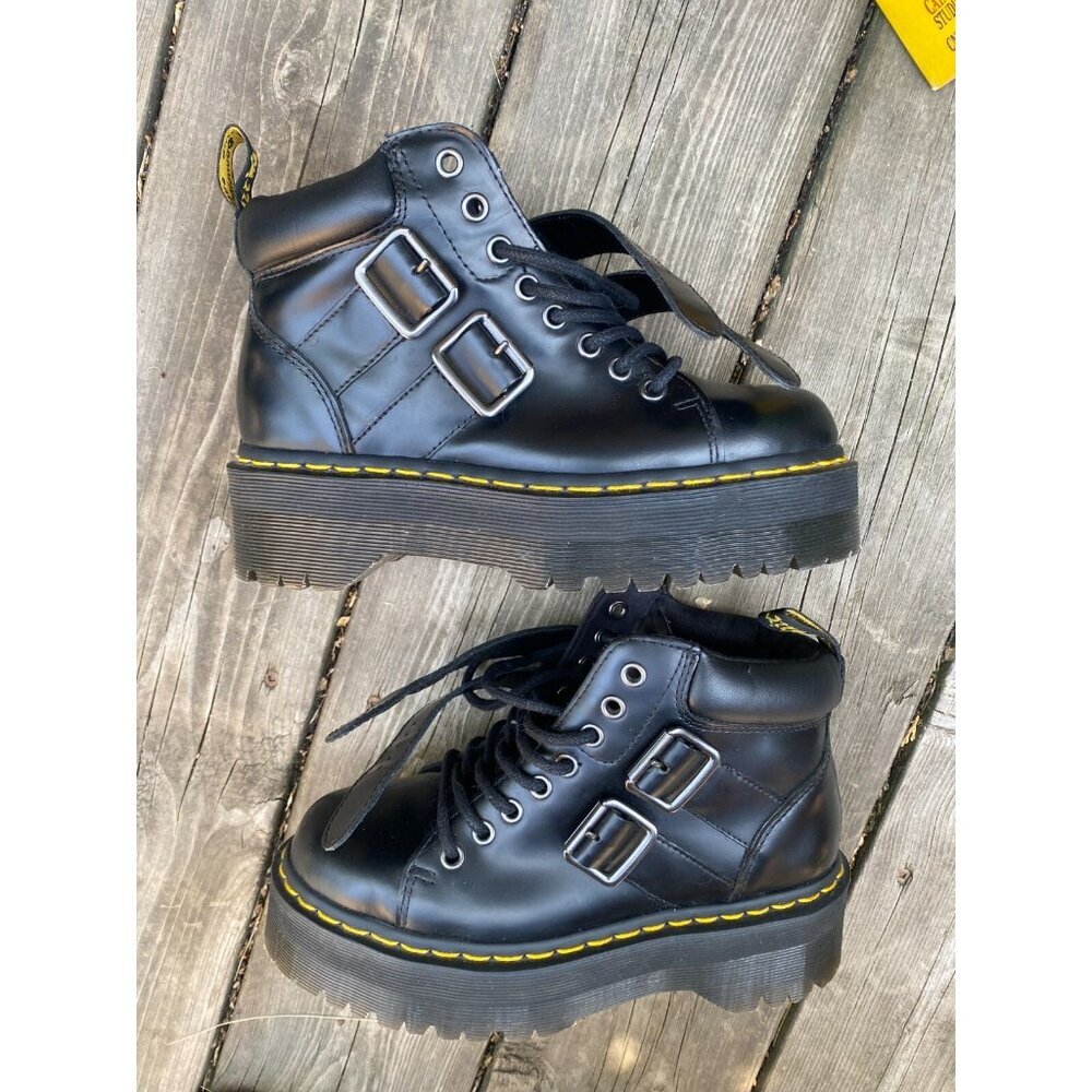 Dr Martens Black Platform Buckle Ankle Boots - Women's - Picture 4 of 11